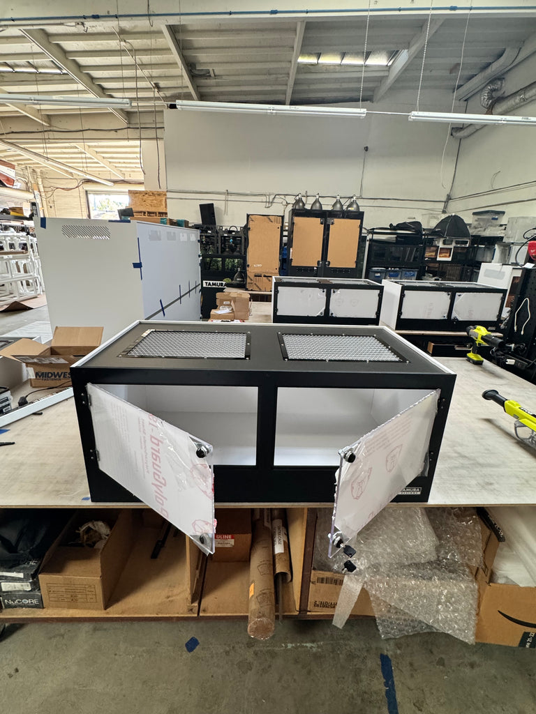 43” wide x 18” tall x 23” deep ACRYLIC DOORS